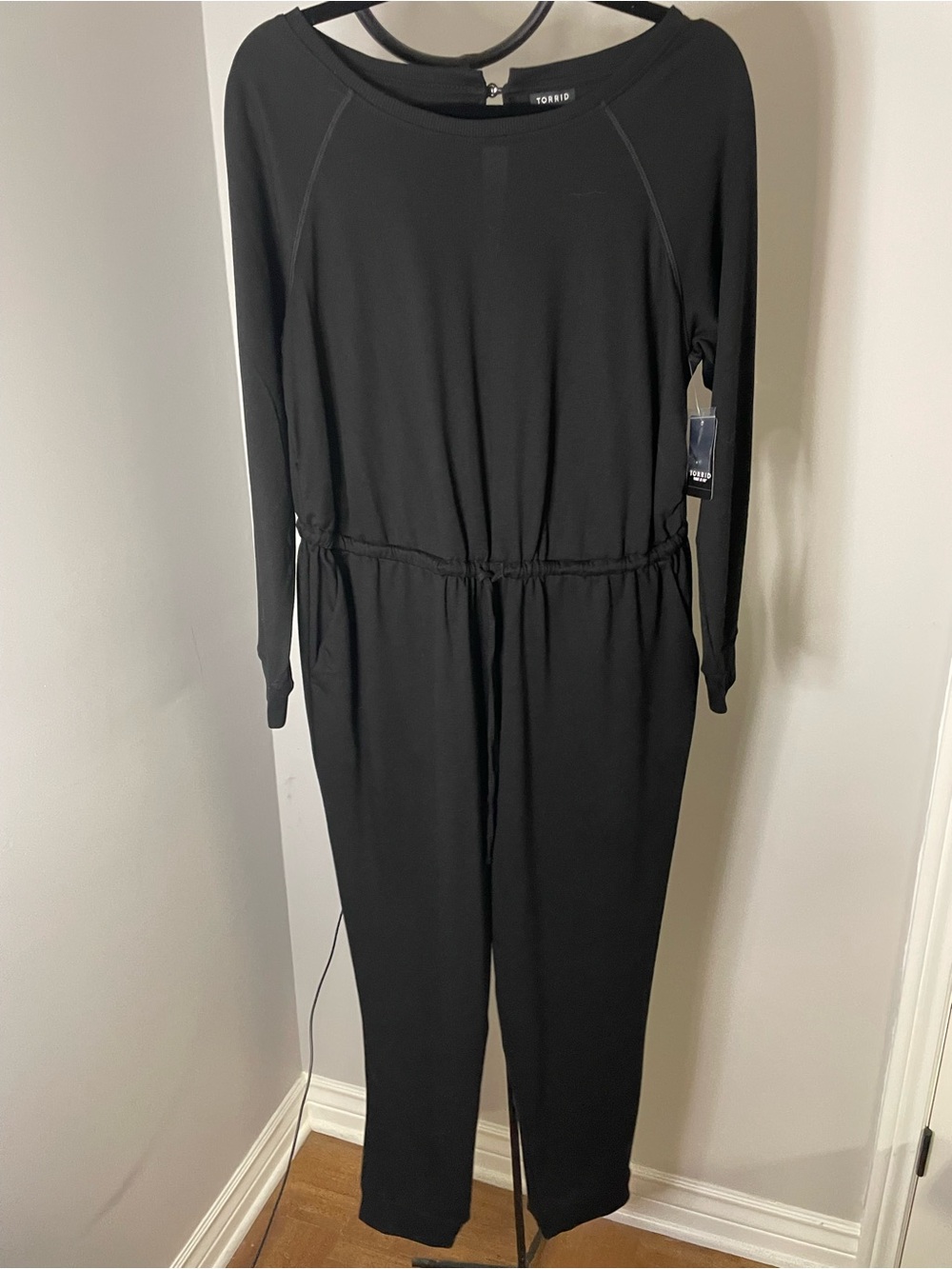 torrid Black Long-Sleeve Drawstring-Waist Jumpsuit